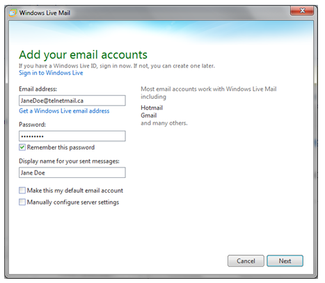 Windows live add email screenshot